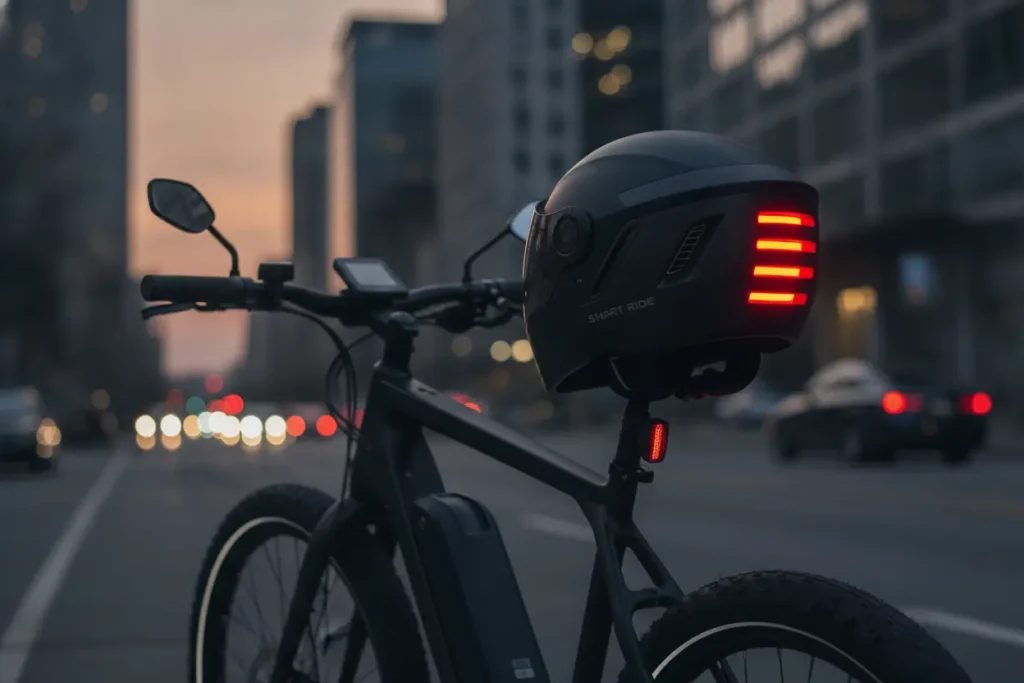 Acessórios de Segurança Contra Roubos e Acidentes em Bikes Capacete inteligente com sinalização LED para bike