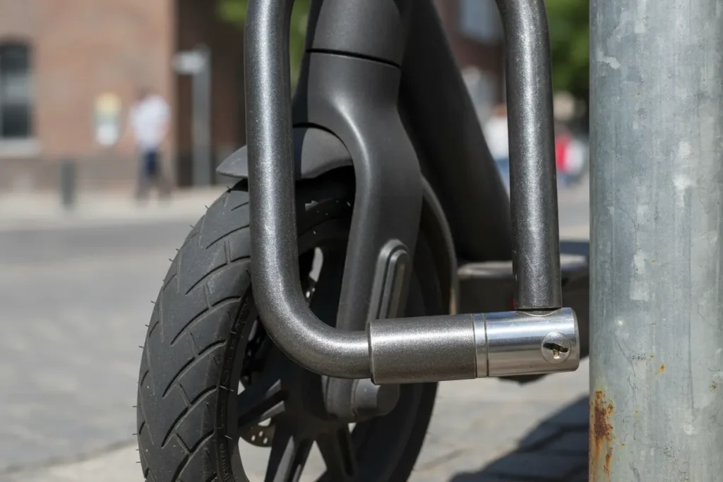 Acessórios de Segurança Contra Roubos e Acidentes em Bikes Cadeado U-lock de alta segurança preso no patinete